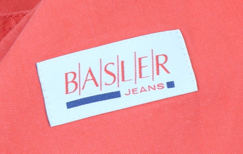 Basler Womens Red Floral Embroidered Cotton Blazer Size 14