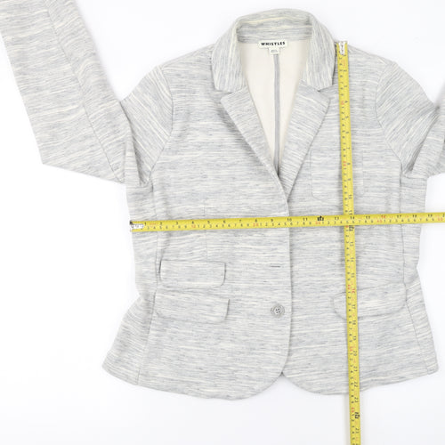 Whistles Women's Grey Single-Breasted Blazer UK 16 Cotton Blend