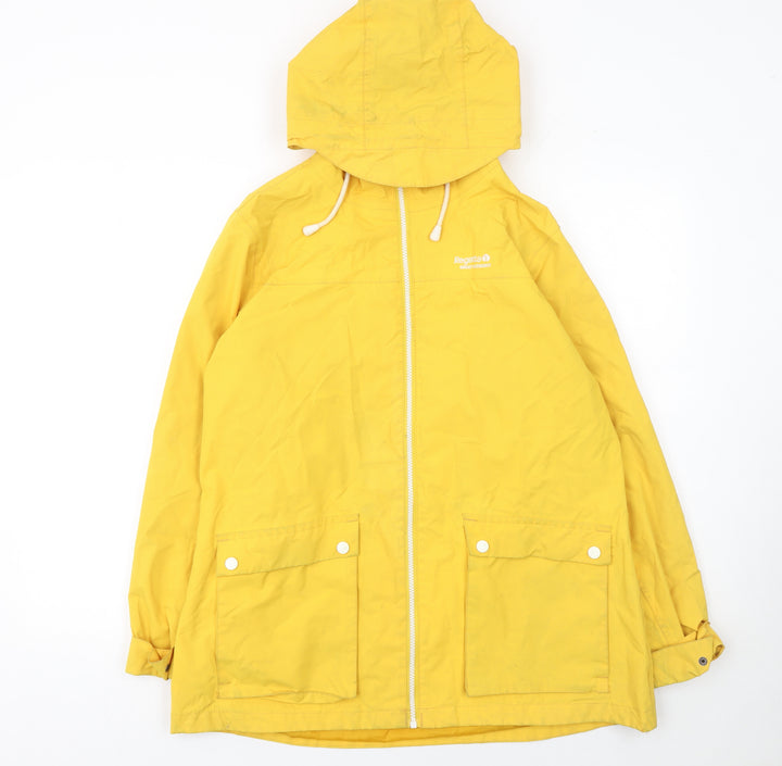 Regatta Womens Yellow Waterproof Hooded Rain Coat Jacket Size 14