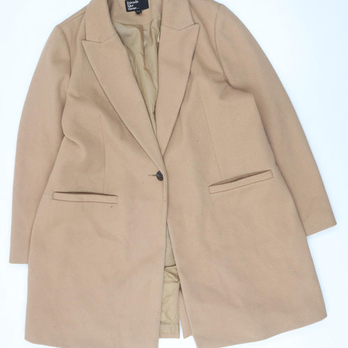 Friends Like These Women’s Beige Long Overcoat UK 20 Polyester Lined Classic Style