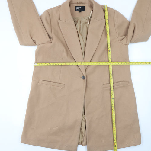 Friends Like These Women’s Beige Long Overcoat UK 20 Polyester Lined Classic Style