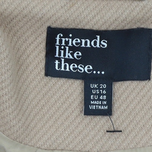 Friends Like These Women’s Beige Long Overcoat UK 20 Polyester Lined Classic Style