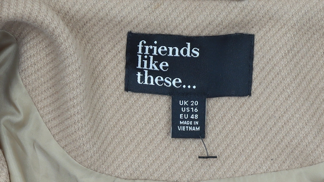 Friends Like These Women’s Beige Long Overcoat UK 20 Polyester Lined Classic Style