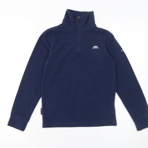Trespass Boys Navy Blue Fleece Pullover Sweatshirt 7-8 Years Half Zip Warm