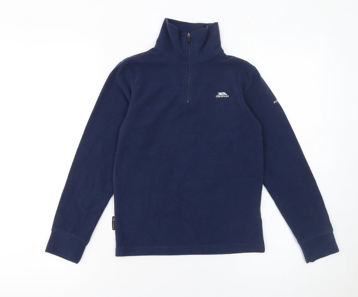 Trespass Boys Navy Blue Fleece Pullover Sweatshirt 7-8 Years Half Zip Warm