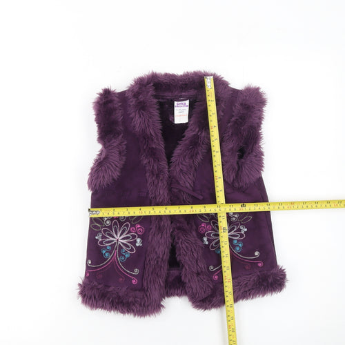 Girlz Unlimited Girls Purple Faux Fur Embroidered Waistcoat 9-10 Years Winter Vest