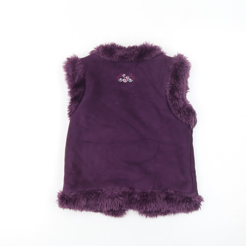 Girlz Unlimited Girls Purple Faux Fur Embroidered Waistcoat 9-10 Years Winter Vest