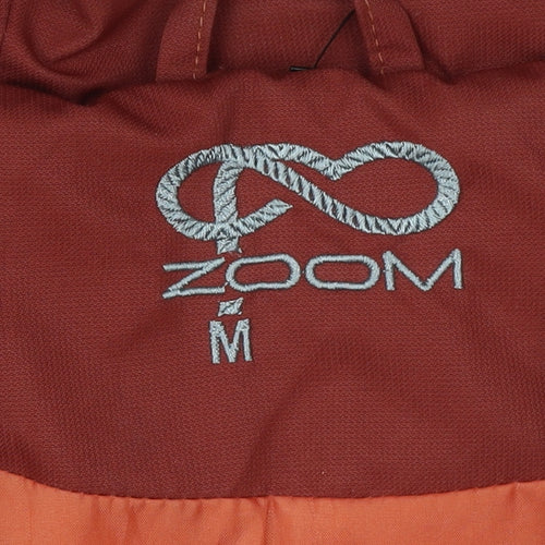 Zoom Womens Grey and Red Hooded Puffer Jacket Size M Winter Coat