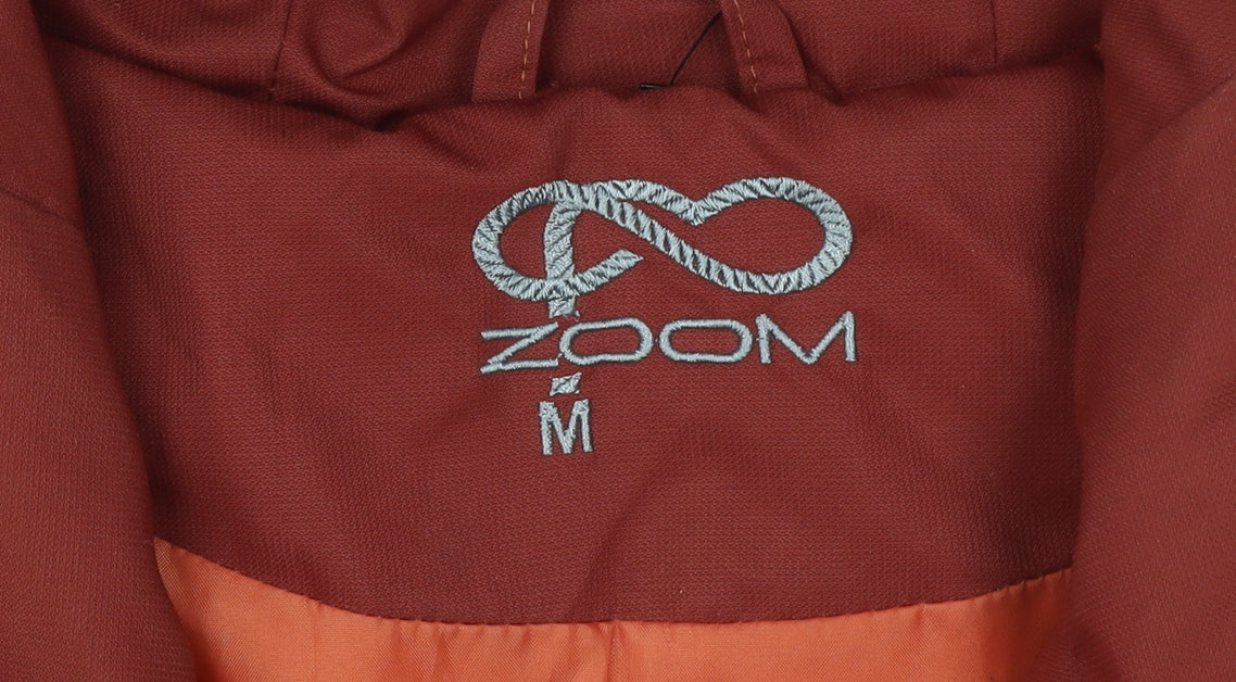 Zoom Womens Grey and Red Hooded Puffer Jacket Size M Winter Coat