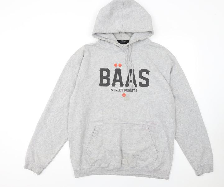 Baas Men's Grey Pullover Hoodie L Street Style Graphic Cotton