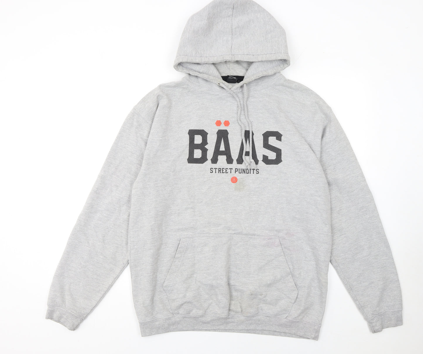 Baas Men's Grey Pullover Hoodie L Street Style Graphic Cotton