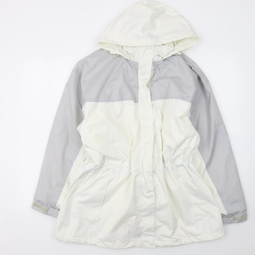 Snowdonia Womens White Grey Hooded Rain Coat Jacket Size 16