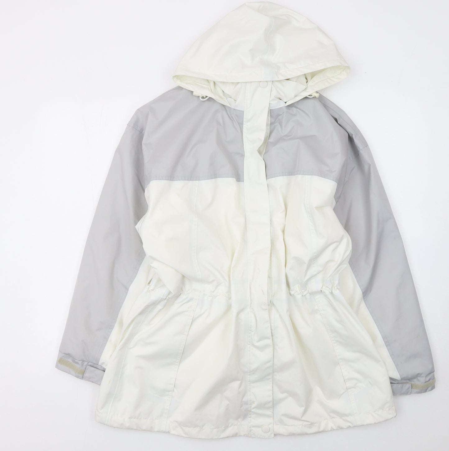 Snowdonia Womens White Grey Hooded Rain Coat Jacket Size 16
