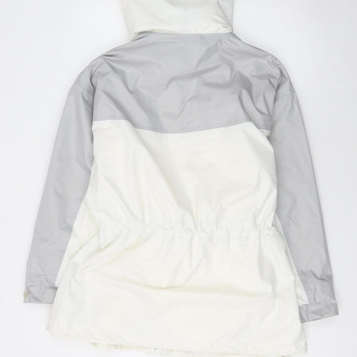 Snowdonia Womens White Grey Hooded Rain Coat Jacket Size 16