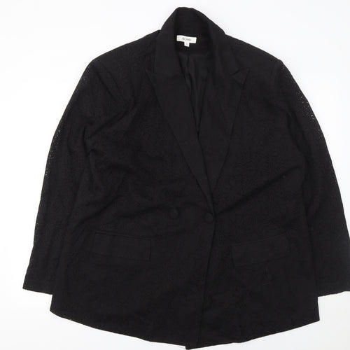 The Frolic Women's Black Lace Double-Breasted Blazer Size 16