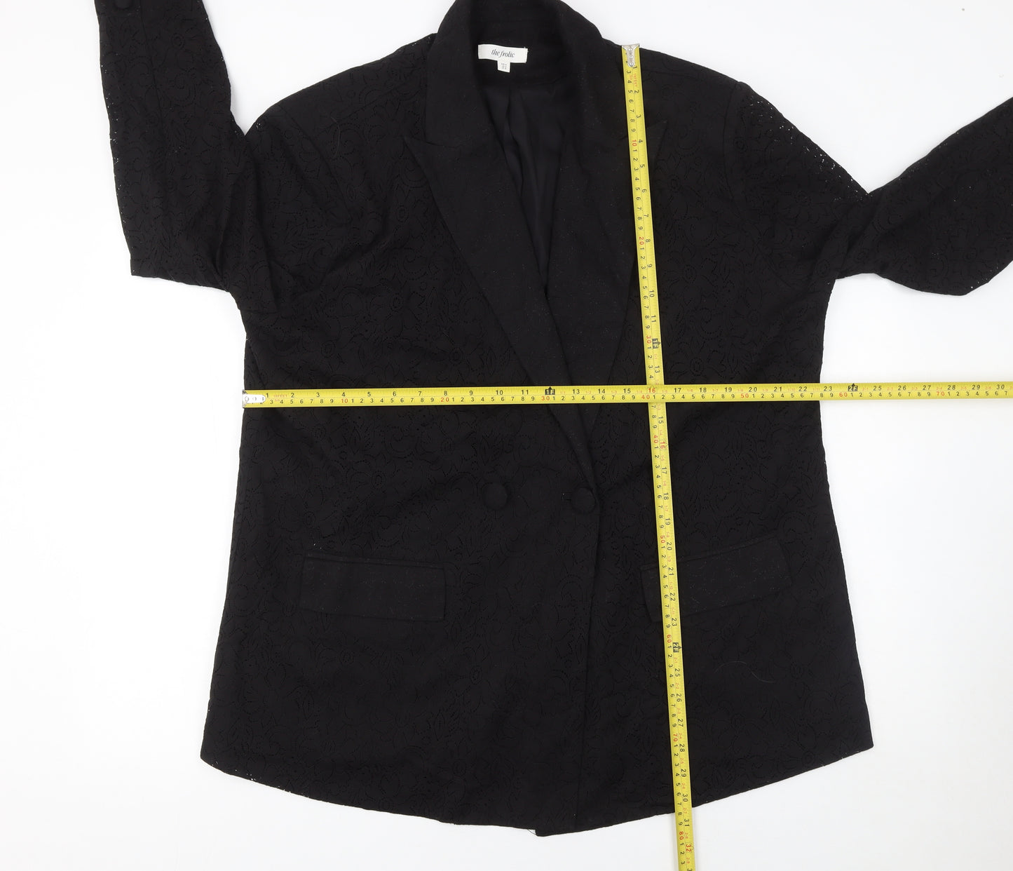 The Frolic Women's Black Lace Double-Breasted Blazer Size 16