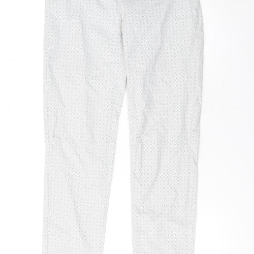 Ecru Women's Grey Geometric Cotton Blend Skinny Trousers UK 10