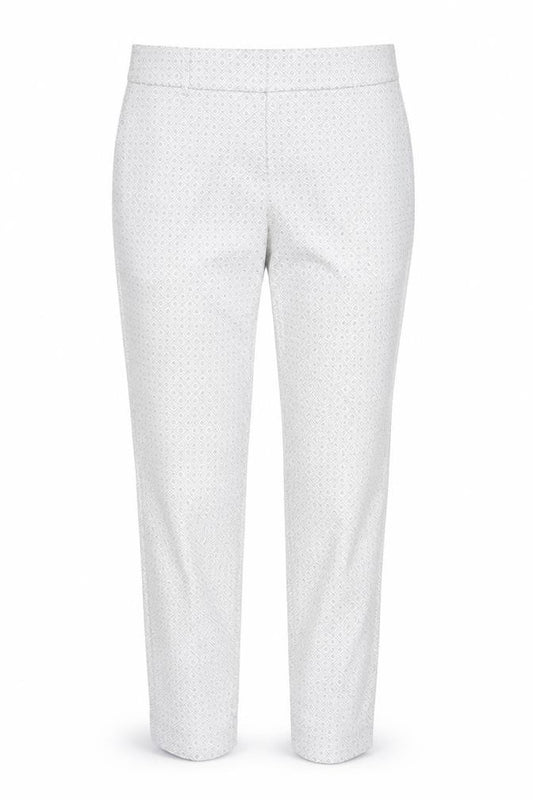 Front view of Ecru Women's Grey Geometric Cotton Blend Skinny Trousers UK 10
