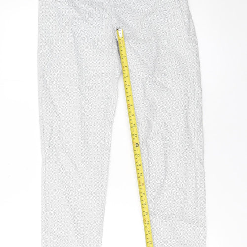 Ecru Women's Grey Geometric Cotton Blend Skinny Trousers UK 10