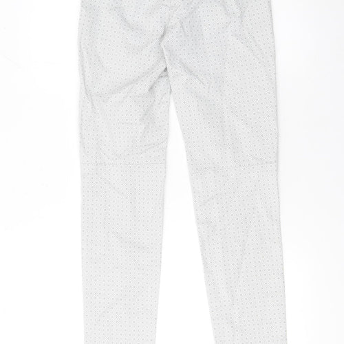 Ecru Women's Grey Geometric Cotton Blend Skinny Trousers UK 10