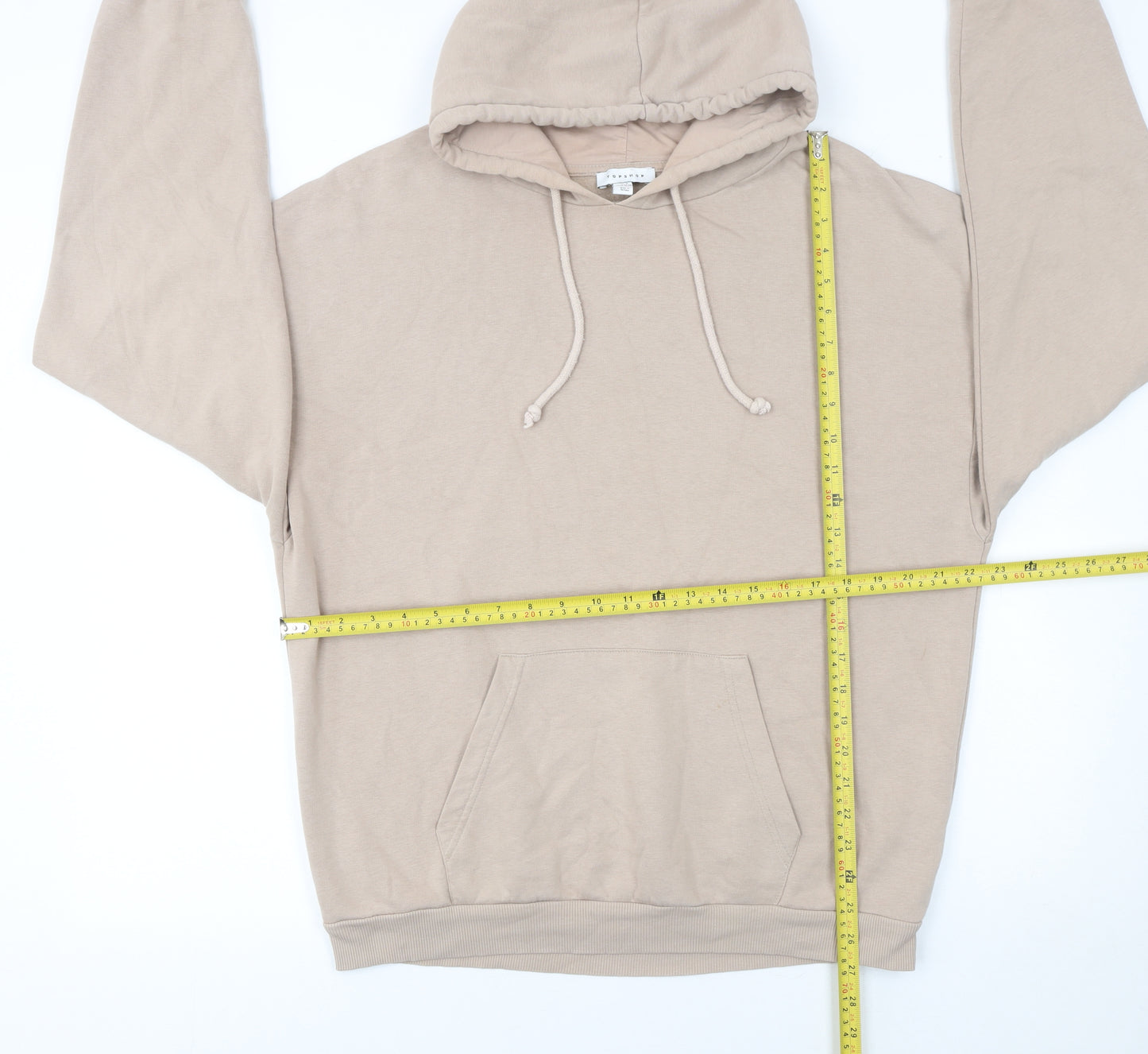 Topshop Women Beige Pullover Hoodie Size S Cotton Blend Casual