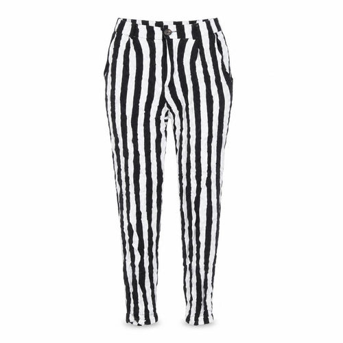 Pull&Bear Womens Black White Striped Viscose Tapered Trousers Size 8