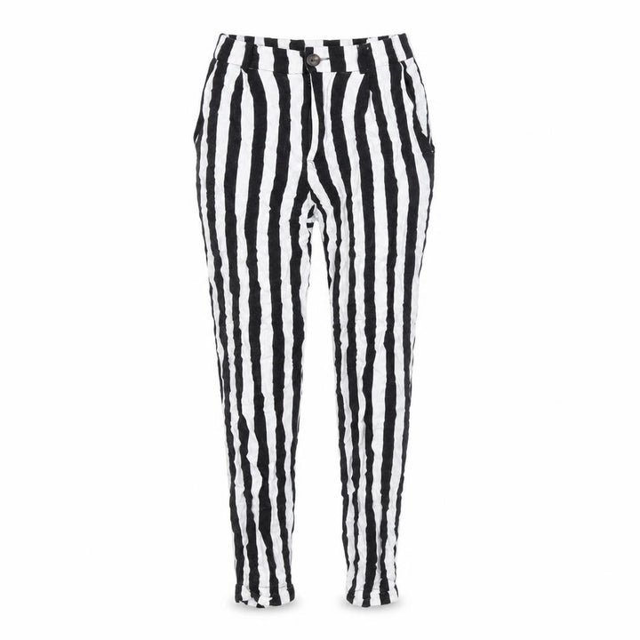 Pull&Bear Womens Black White Striped Viscose Tapered Trousers Size 8