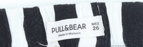 Pull&Bear Womens Black White Striped Viscose Tapered Trousers Size 8