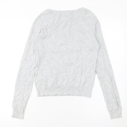 New Look Women Grey Cotton Giraffe Jumper Size 6 Crew Neck