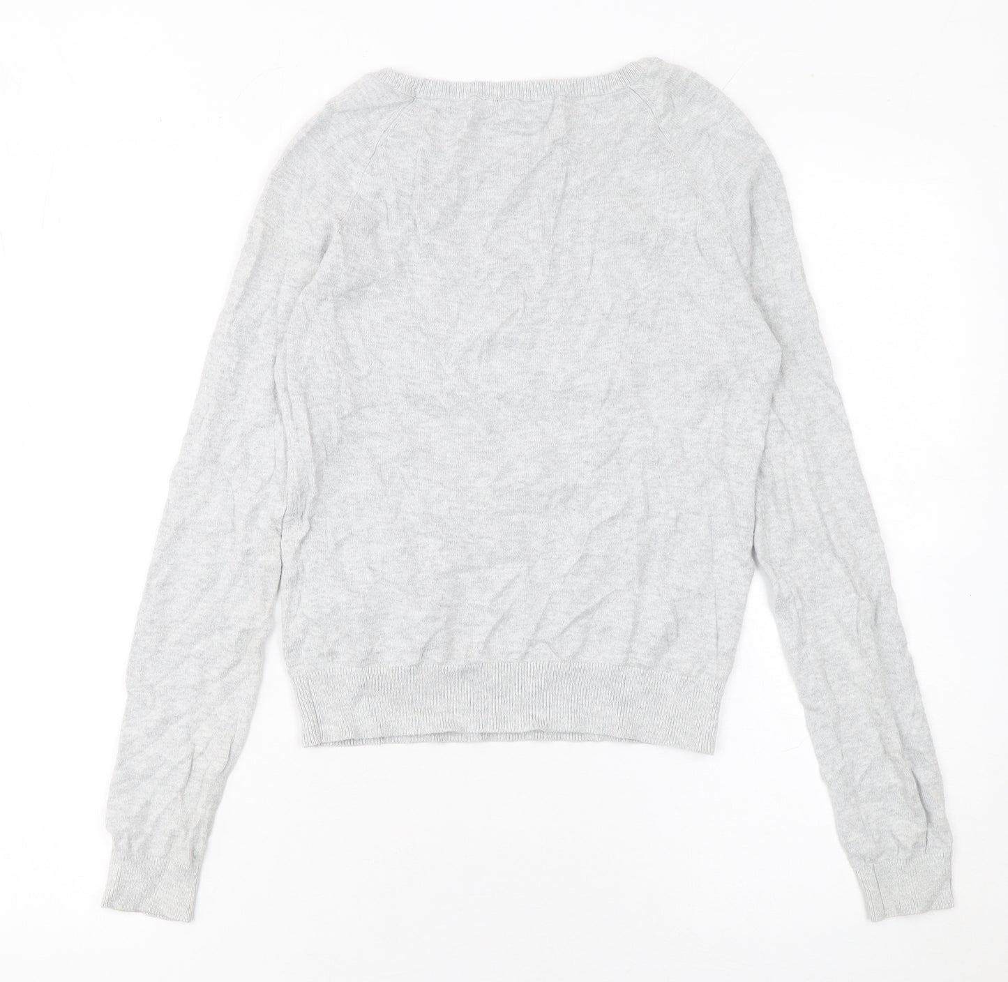 New Look Women Grey Cotton Giraffe Jumper Size 6 Crew Neck