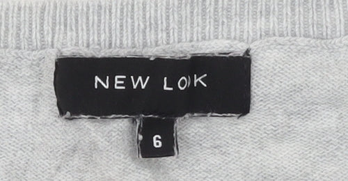 New Look Women Grey Cotton Giraffe Jumper Size 6 Crew Neck