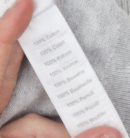 New Look Women Grey Cotton Giraffe Jumper Size 6 Crew Neck