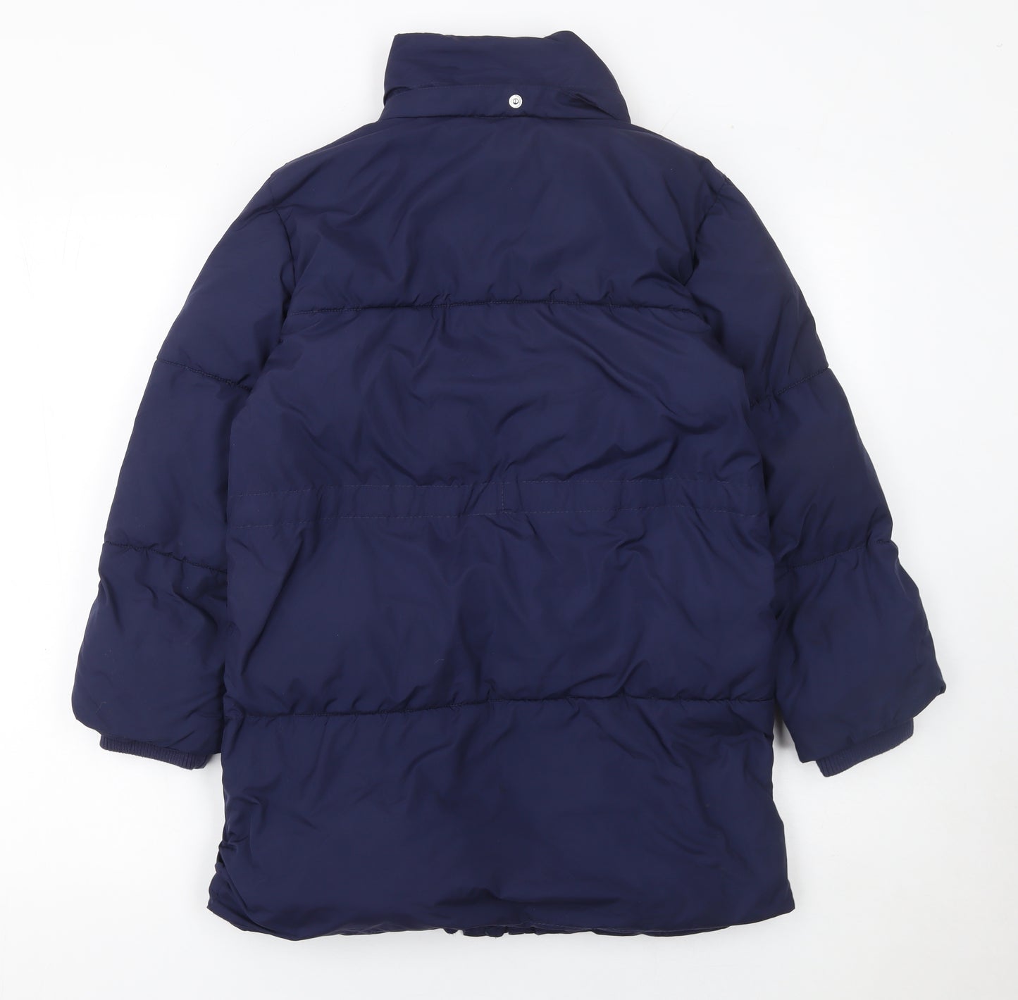 H&M Girls Blue Puffer Coat 8-9 Years Long Quilted Winter Jacket