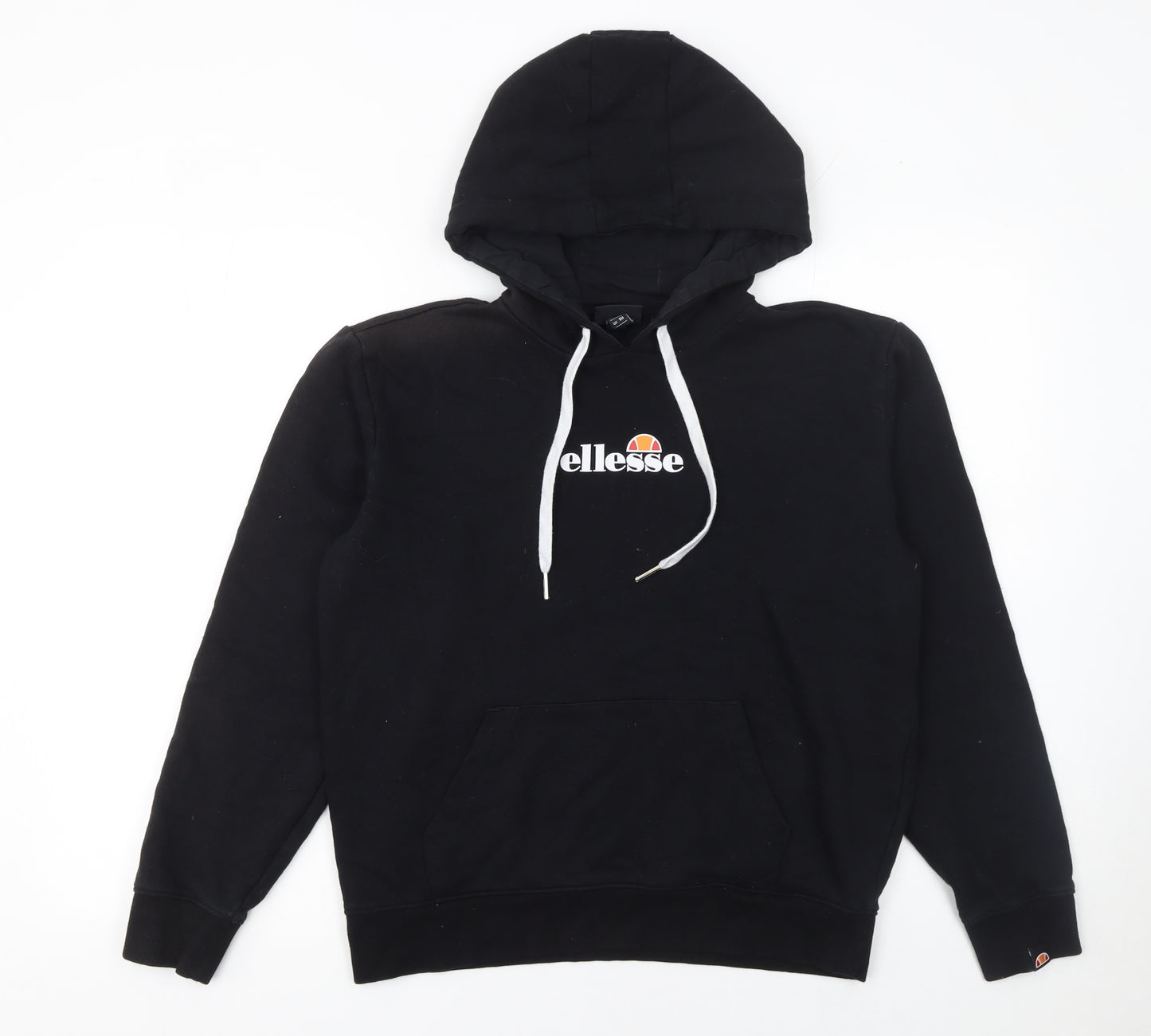 Ellesse Womens Black Hoodie UK 10 Cotton Blend Pullover Logo Style