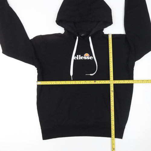 Ellesse Womens Black Hoodie UK 10 Cotton Blend Pullover Logo Style