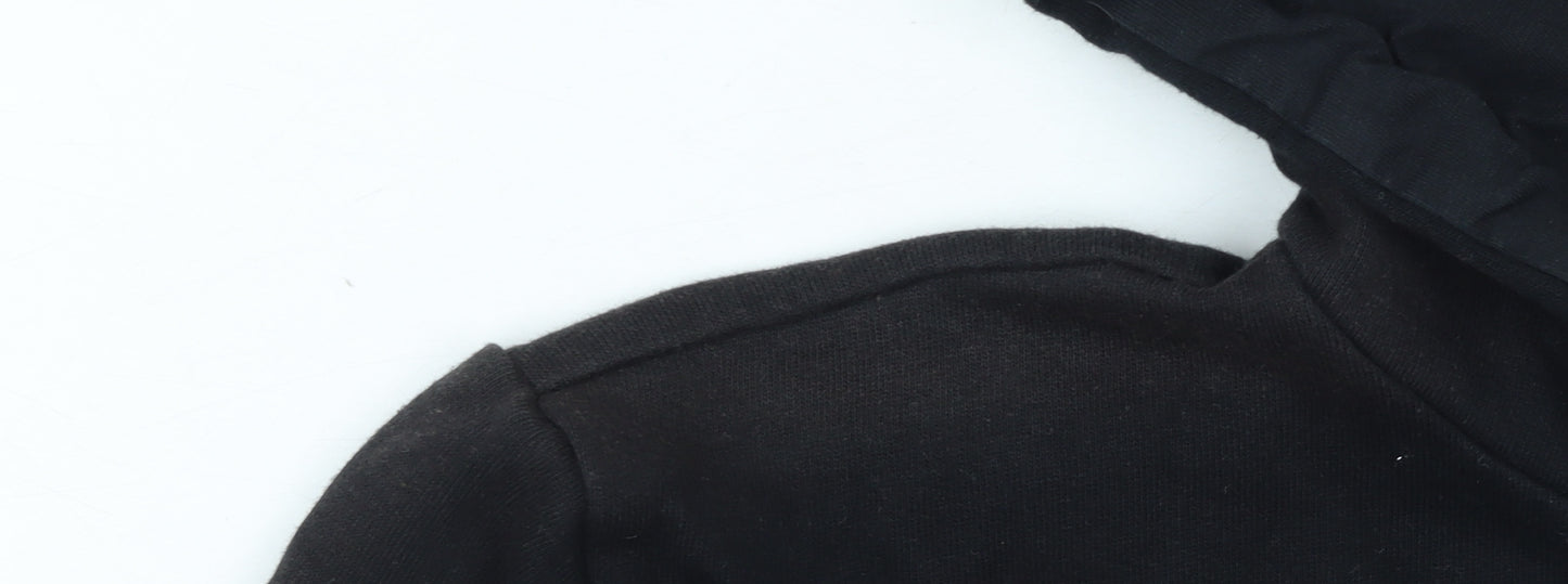 Ellesse Womens Black Hoodie UK 10 Cotton Blend Pullover Logo Style