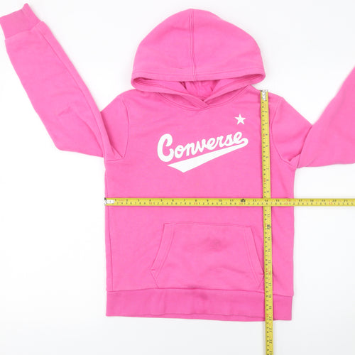 Converse Girls Pink Hoodie L 12-13 Years Pullover Cotton Blend Sweatshirt