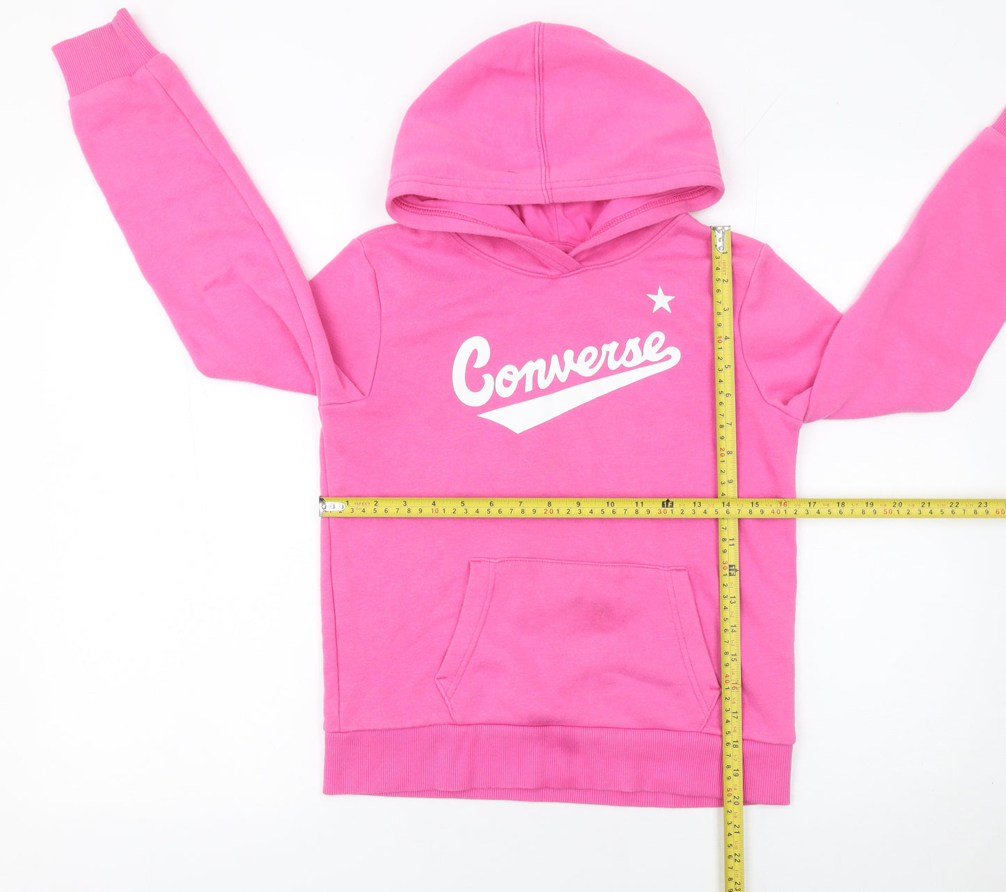 Converse Girls Pink Hoodie L 12-13 Years Pullover Cotton Blend Sweatshirt