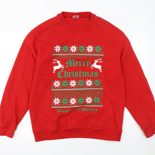 Starworld Women Red Merry Christmas Sweatshirt M University of Sheffield