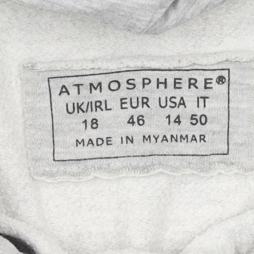 Atmosphere Women Grey Hoodie Size 18 Pullover Forever Print Casual