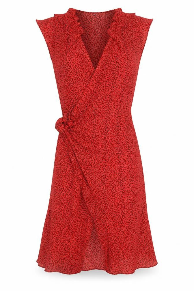 Chelsea Girl Women’s Red Black Floral Wrap Midi Dress Size 12