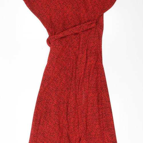 Chelsea Girl Women’s Red Black Floral Wrap Midi Dress Size 12