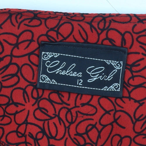 Chelsea Girl Women’s Red Black Floral Wrap Midi Dress Size 12
