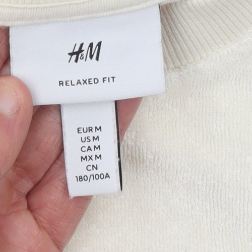 H&M Women’s Beige Relaxed Fit Sweatshirt Size M Cotton Blend