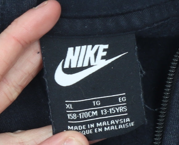 Nike Boys Black Full Zip Fleece Hoodie Size 13-15 Years