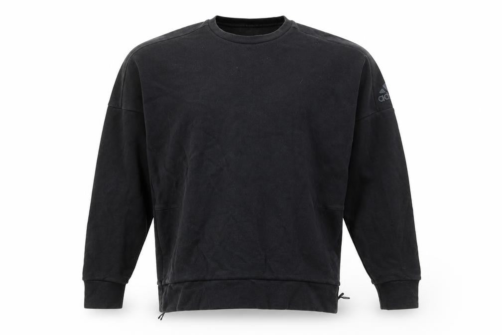 Front view of Adidas Men’s Black Pullover Sweatshirt L Regular Fit Sports Style