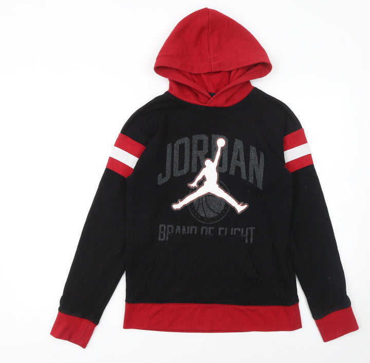 Jordan Boys Black Red Pullover Hoodie 12-13 Years Basketball Graphic