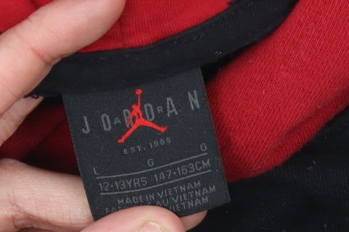 Jordan Boys Black Red Pullover Hoodie 12-13 Years Basketball Graphic