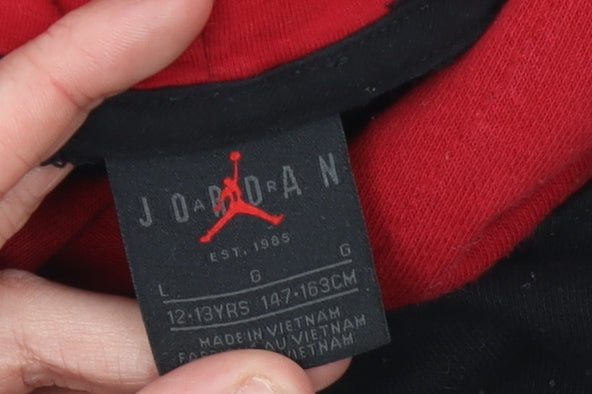 Jordan Boys Black Red Pullover Hoodie 12-13 Years Basketball Graphic