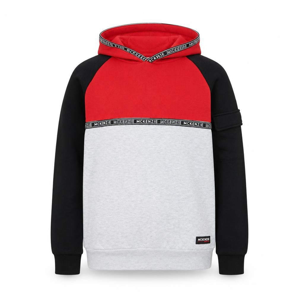 Front view of McKenzie boys’ multicoloured pullover hoodie 12-13 years colourblock fleece